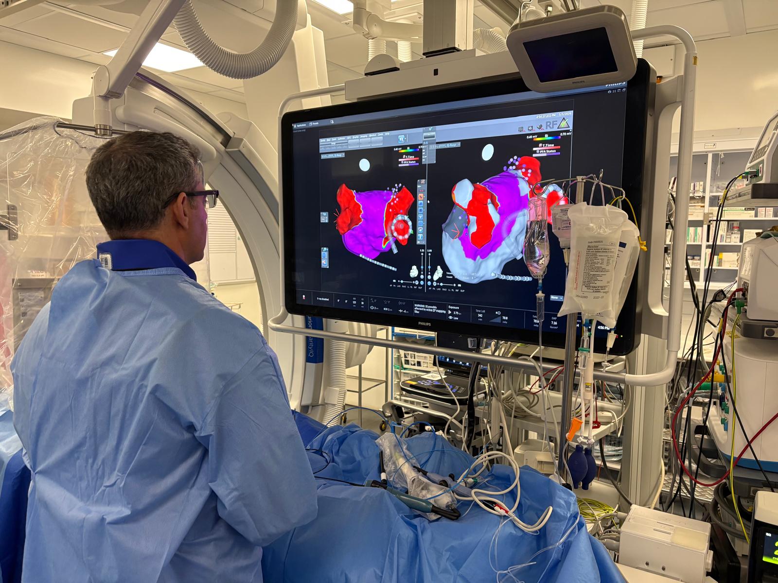 Cardiac catheterisation laboratory — electrophysiology procedure in progress
