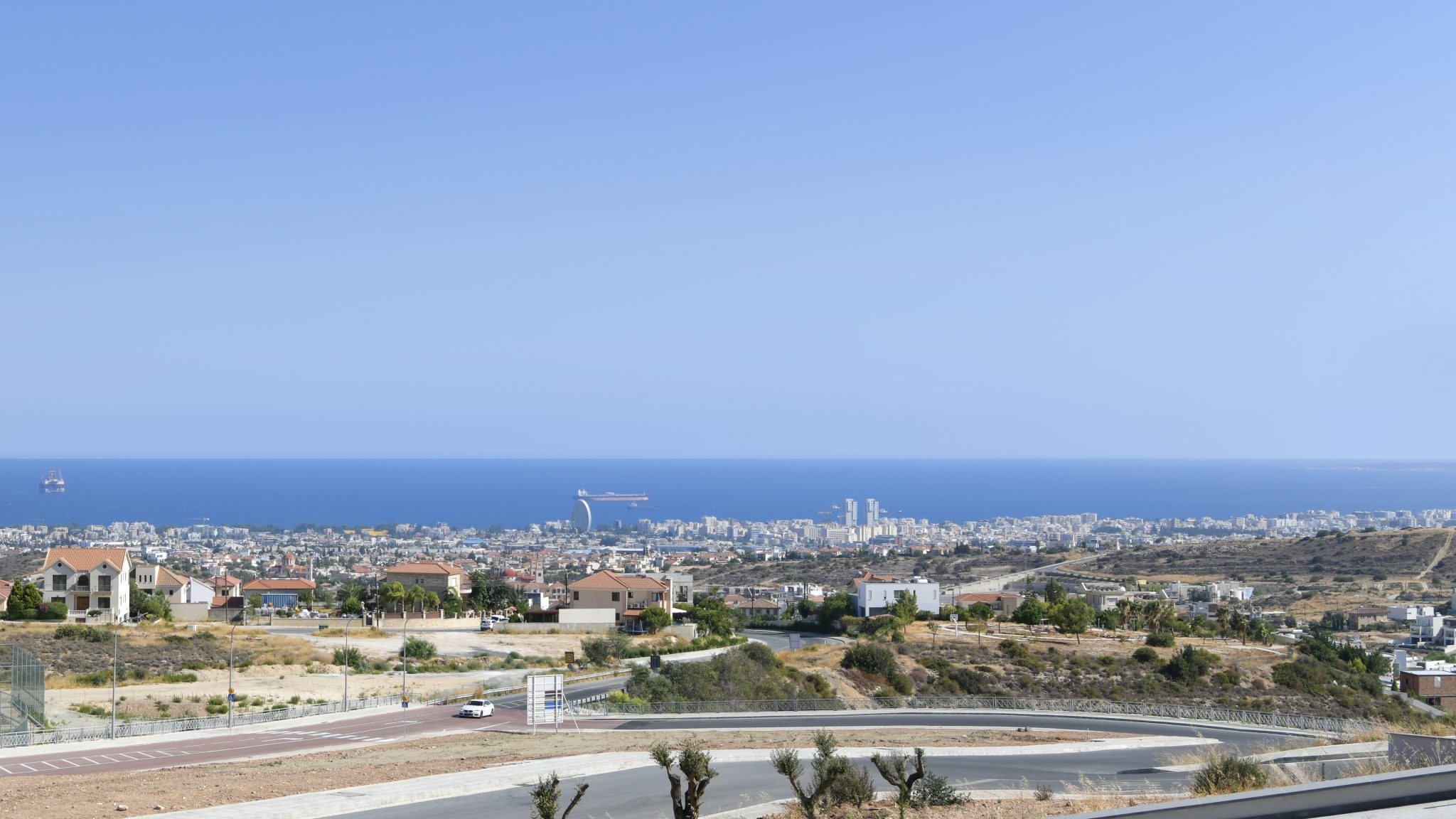 Panoramic view of Limassol city and sea